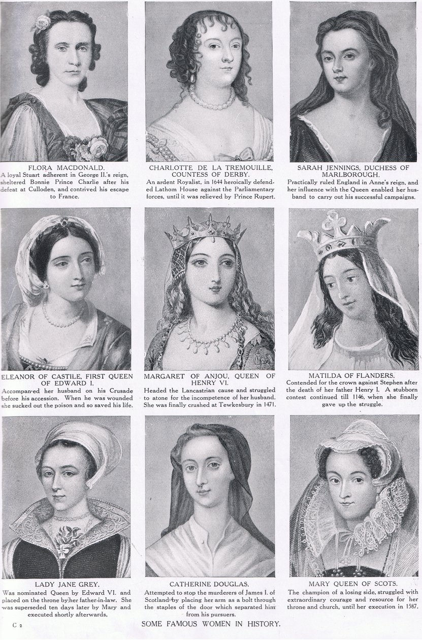Noen kjente kvinner i historien, illustrasjon fra Hutchinsons History of the Nations, ca. 1910 av English School