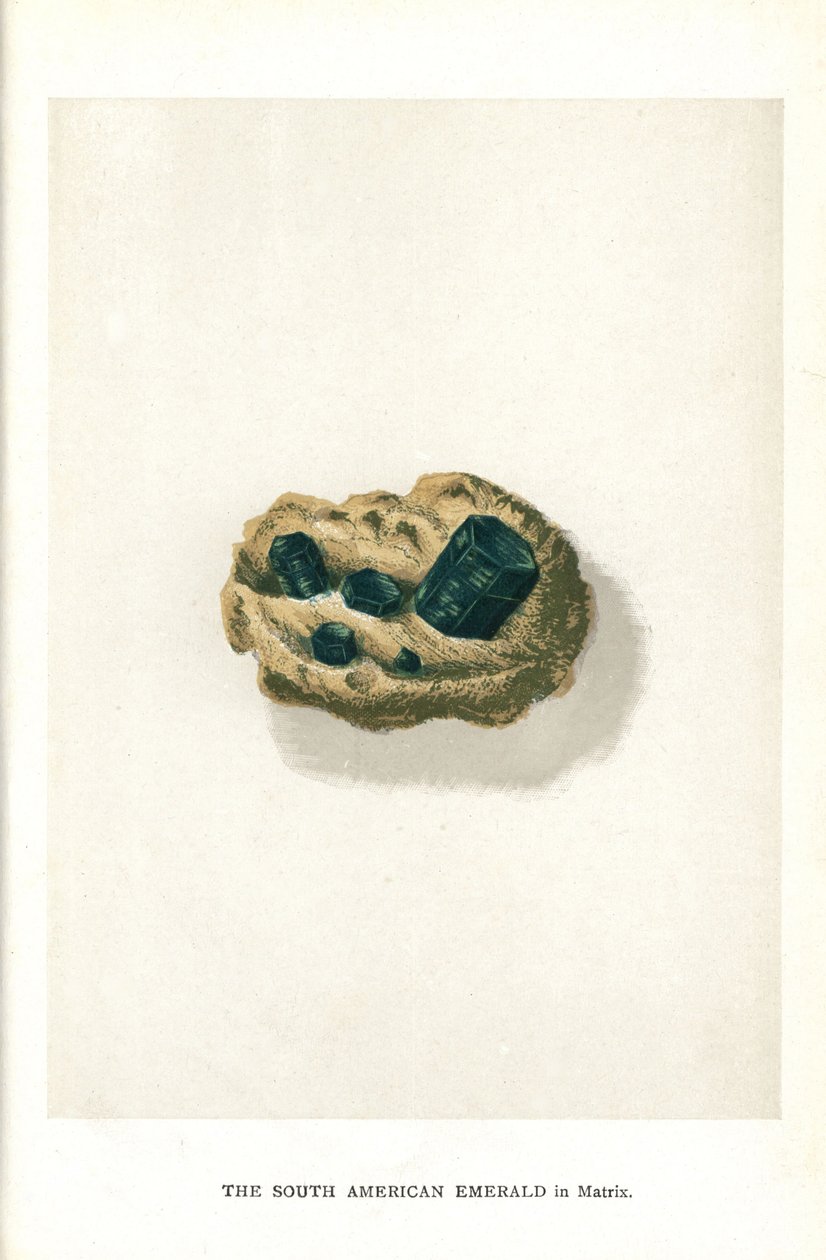 Søramerikansk smaragd i matrise, fra Edwin Streeters "Precious Stones and Gems," London, George Bell & Sons av English School