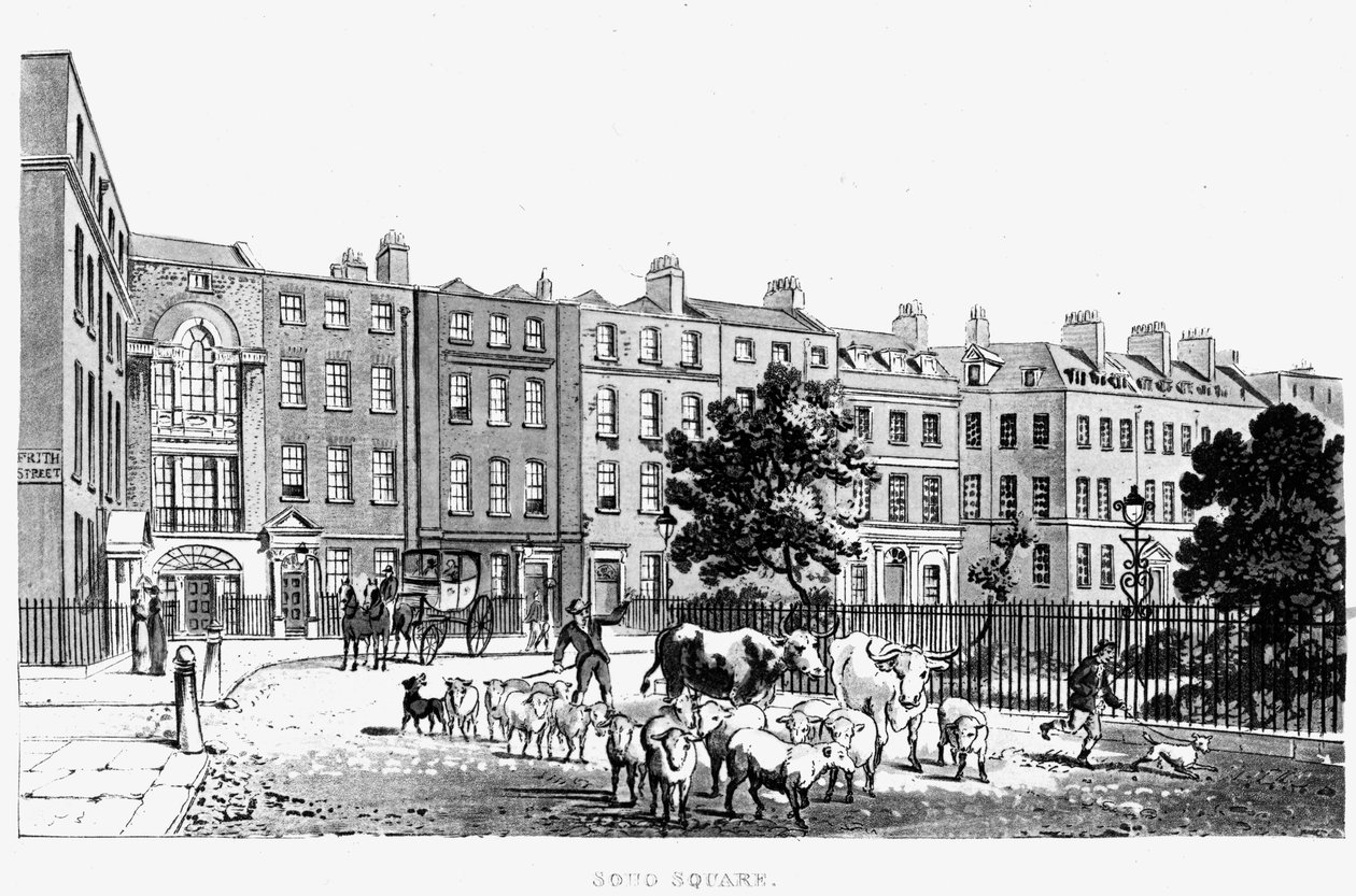 Sørvestre hjørne av Soho Square, 1816 av English School