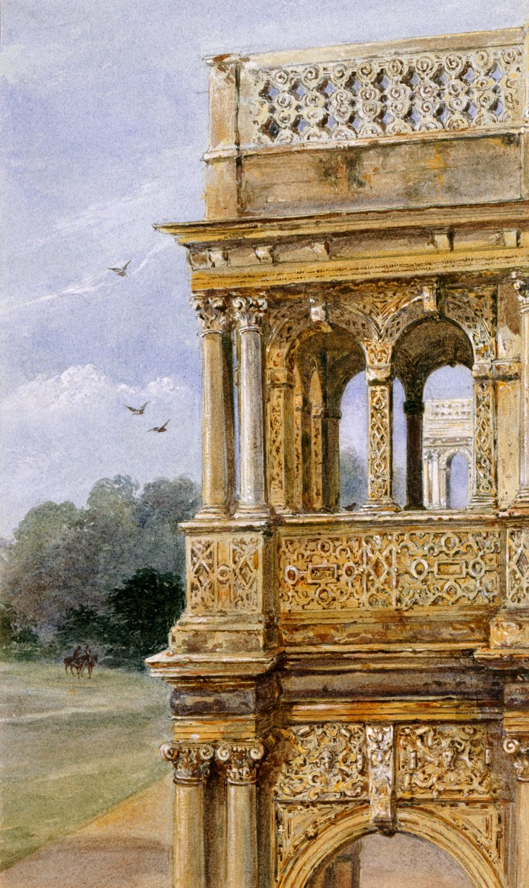 South veranda, Audley End House, slutten av 1800-tallet (akvarell på papir) av English School