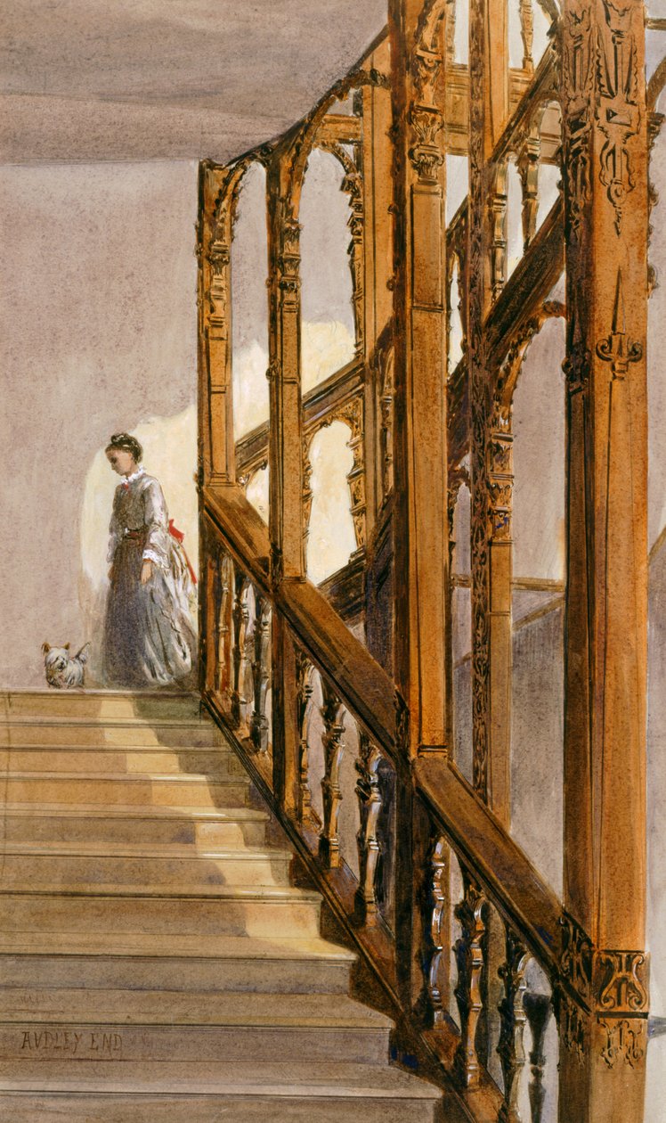 Sørtrapper, Audley End House, slutten av 1800-tallet (akvarell på papir) av English School