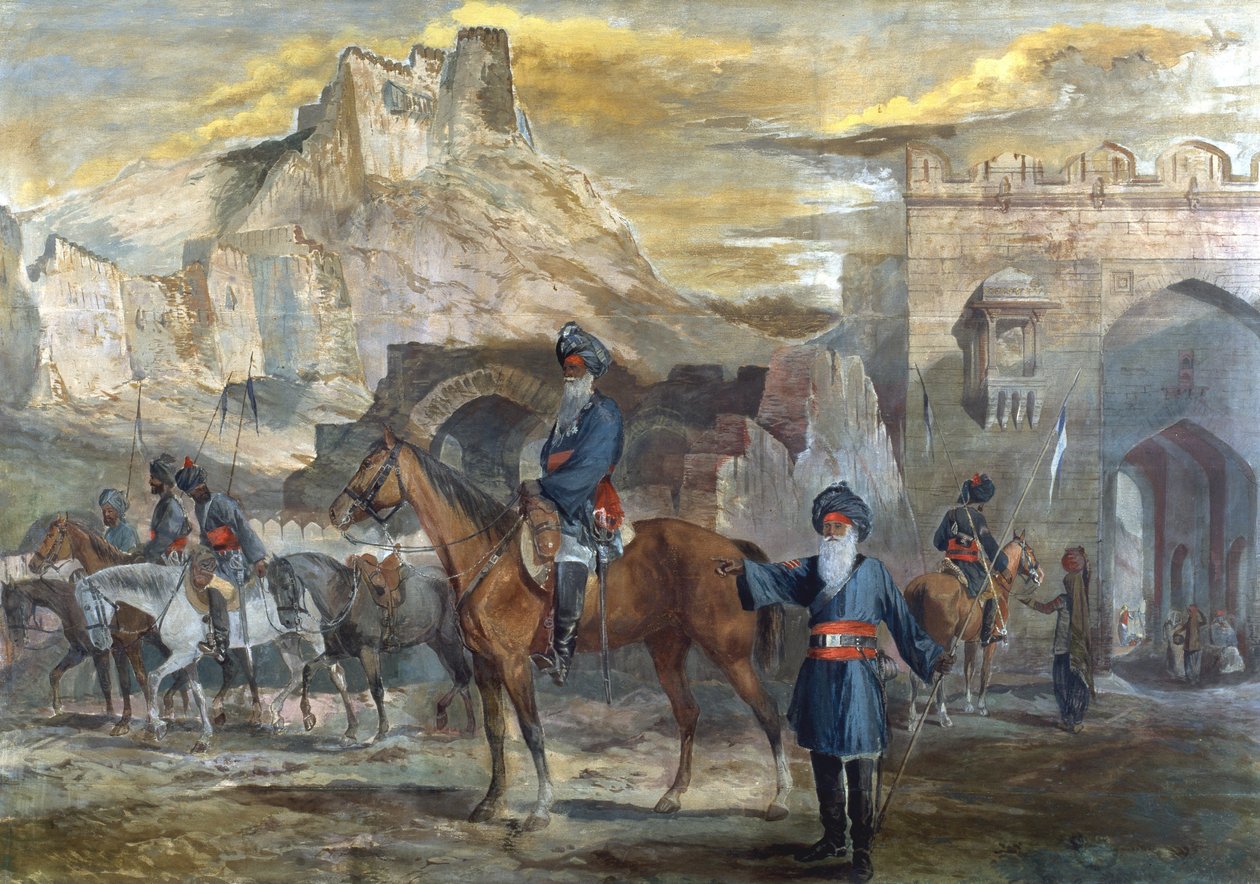 Sowars, 19. regiment av bengalske lansere i Afghanistan, ca. 1880 av English School