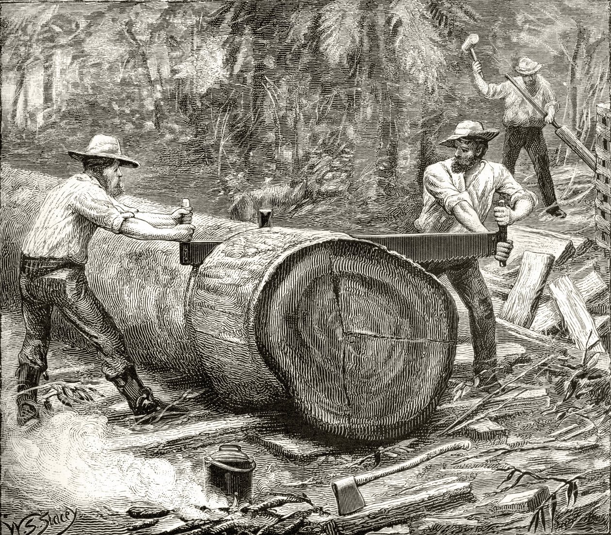 Splitters in the Bush, ca. 1880, fra 