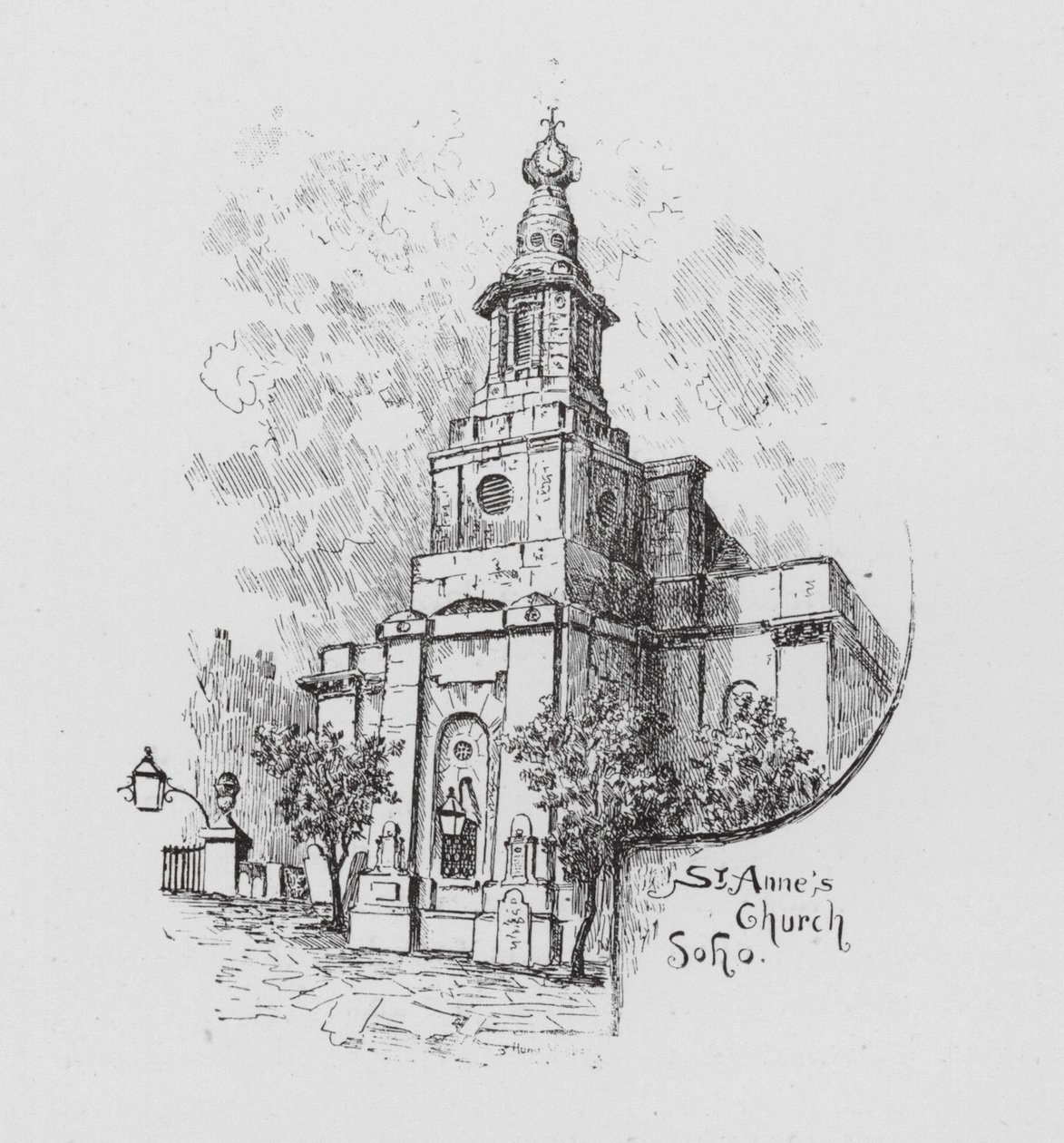St. Annes kirke i Soho (litografi) av English School