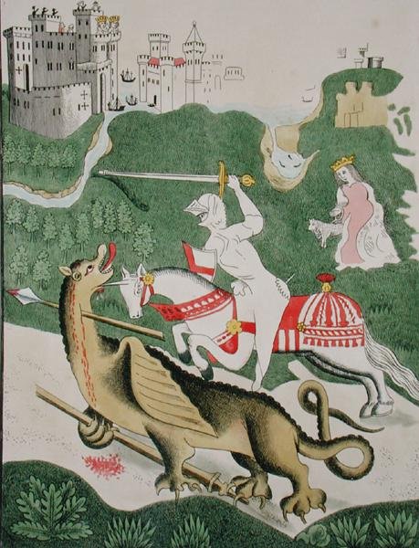St. George med dragen, fra Treenighetens kapell i Stratford Upon Avon, Warwickshire av English School