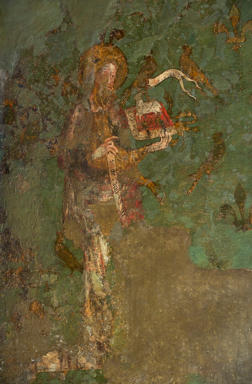 St John the Baptist, detalj av veggmaleriet i Byward Tower av English School