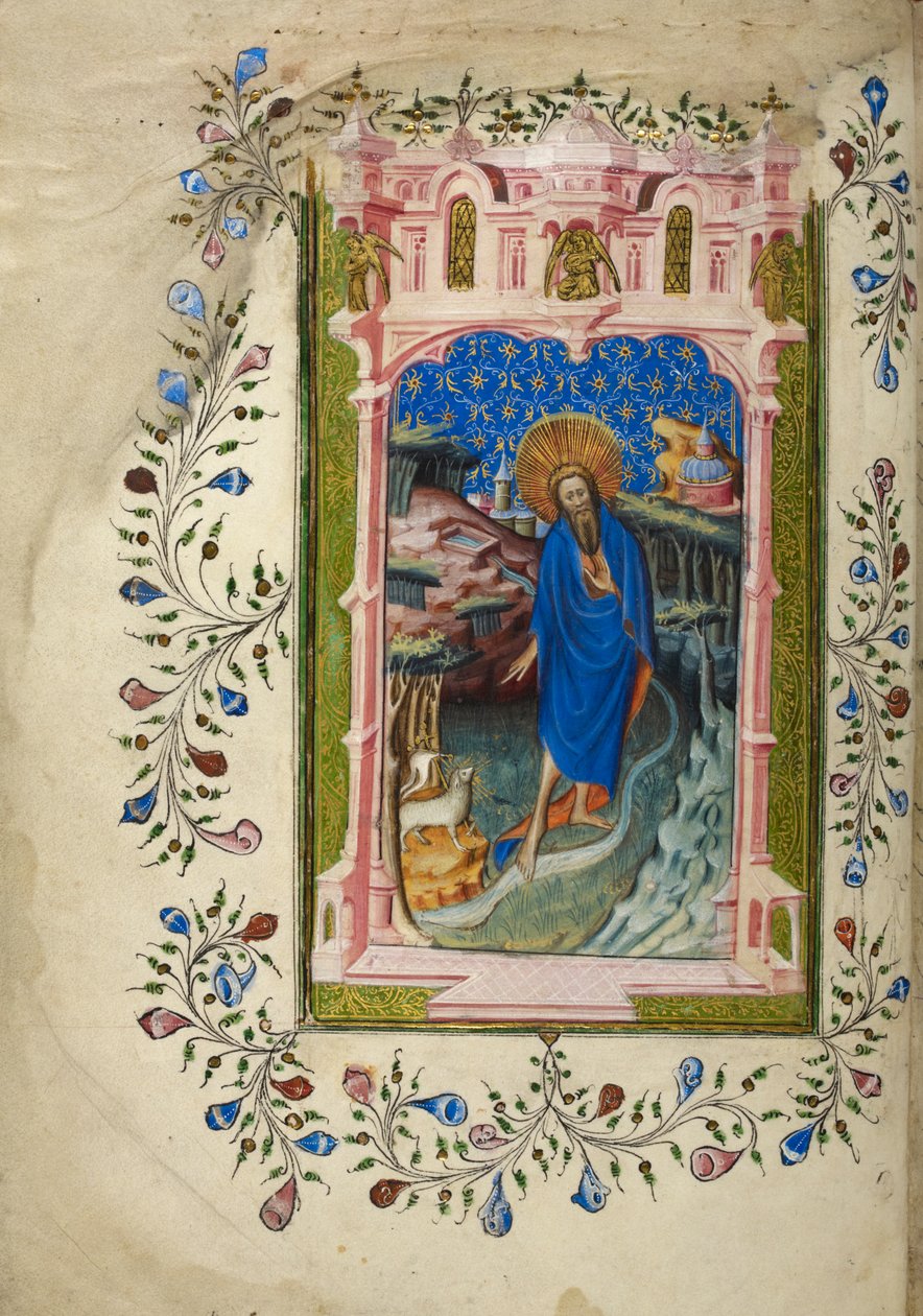 Døperen Johannes, med Agnus Dei 1405-10 (farge på pergament) av English School