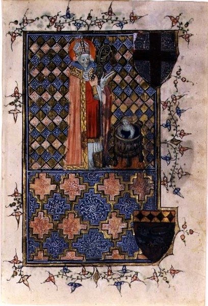 St. Nicholas Reviving a Youth, fra en timebok, ca. 1400-40 (vellum) av English School
