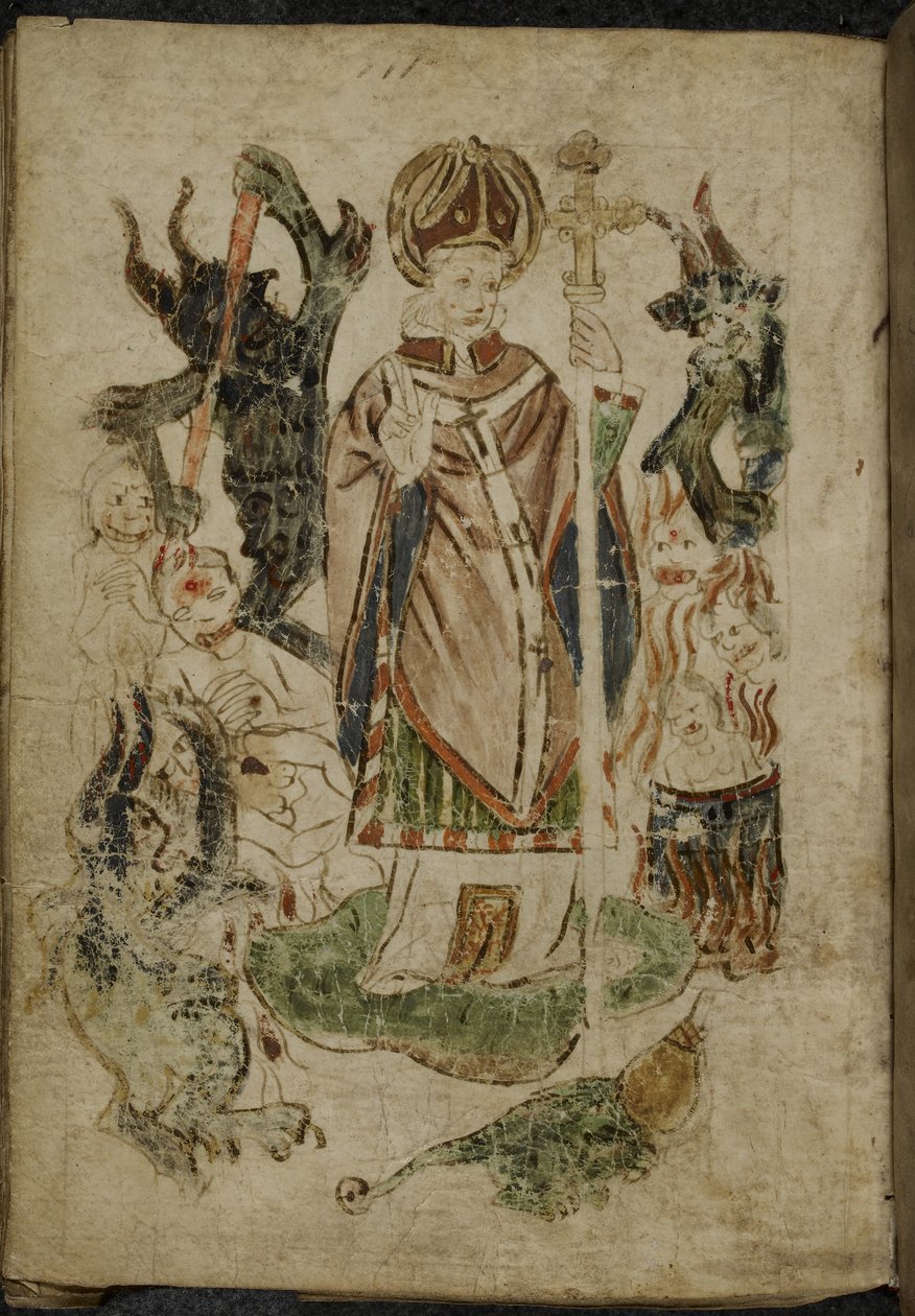 St Patrick omgitt av demoner av English School