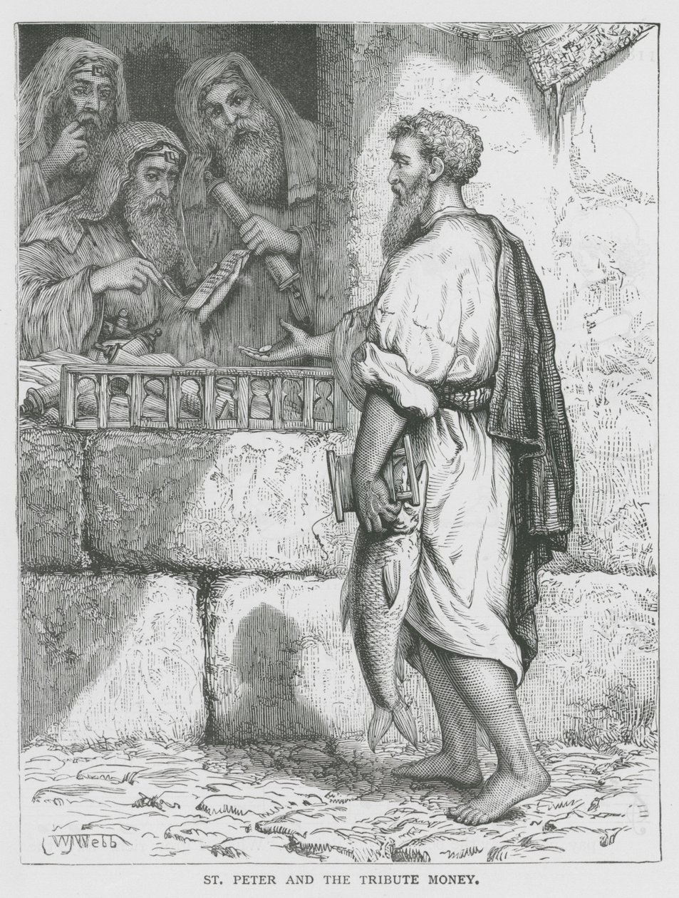 St. Peter og hyllestpengene (gravering) av English School