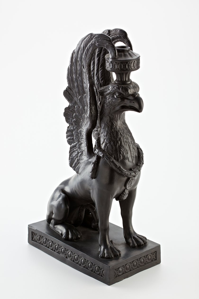 Staffordshire Wedgwood basalt ware lysestake i form av en griffin, ca. 1771-80 (basalt ware) av English School