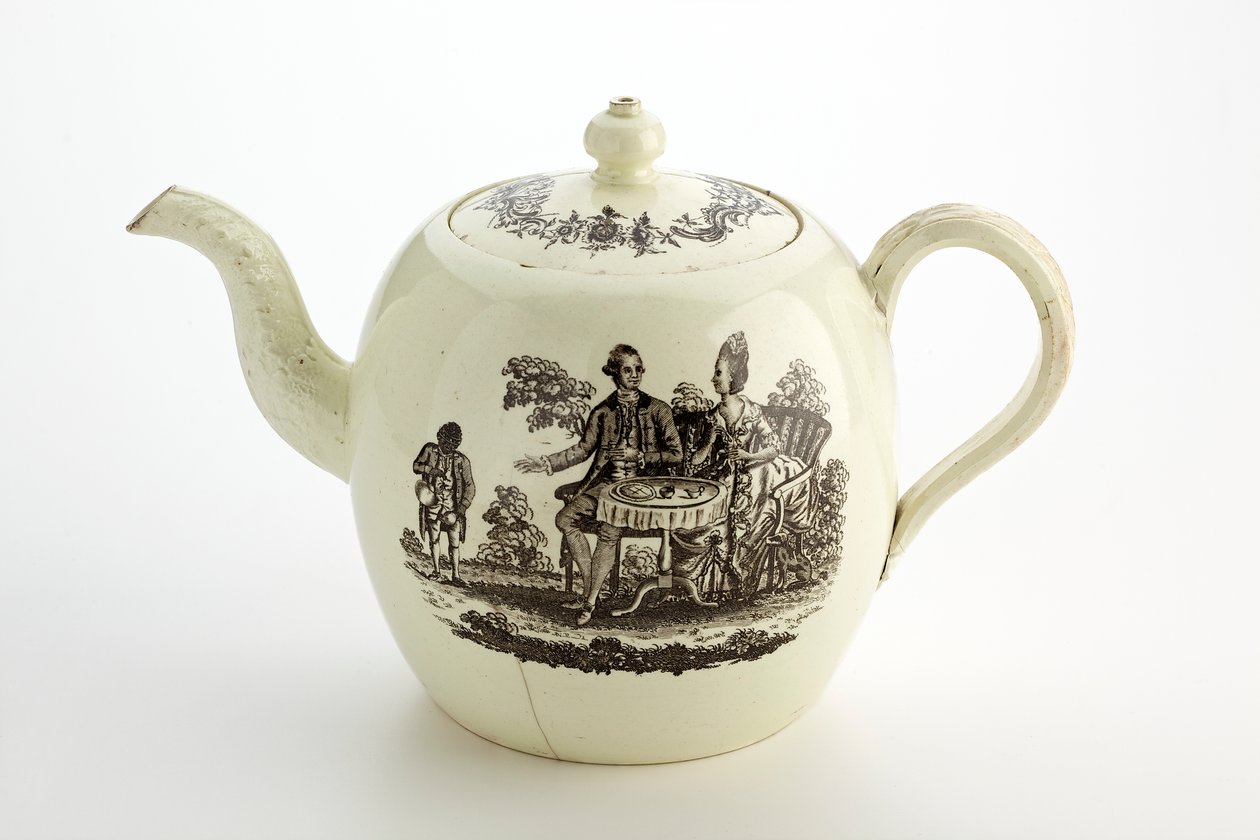 Staffordshire Wedgwood tekanne, ca. 1775-85 (kremvare) av English School