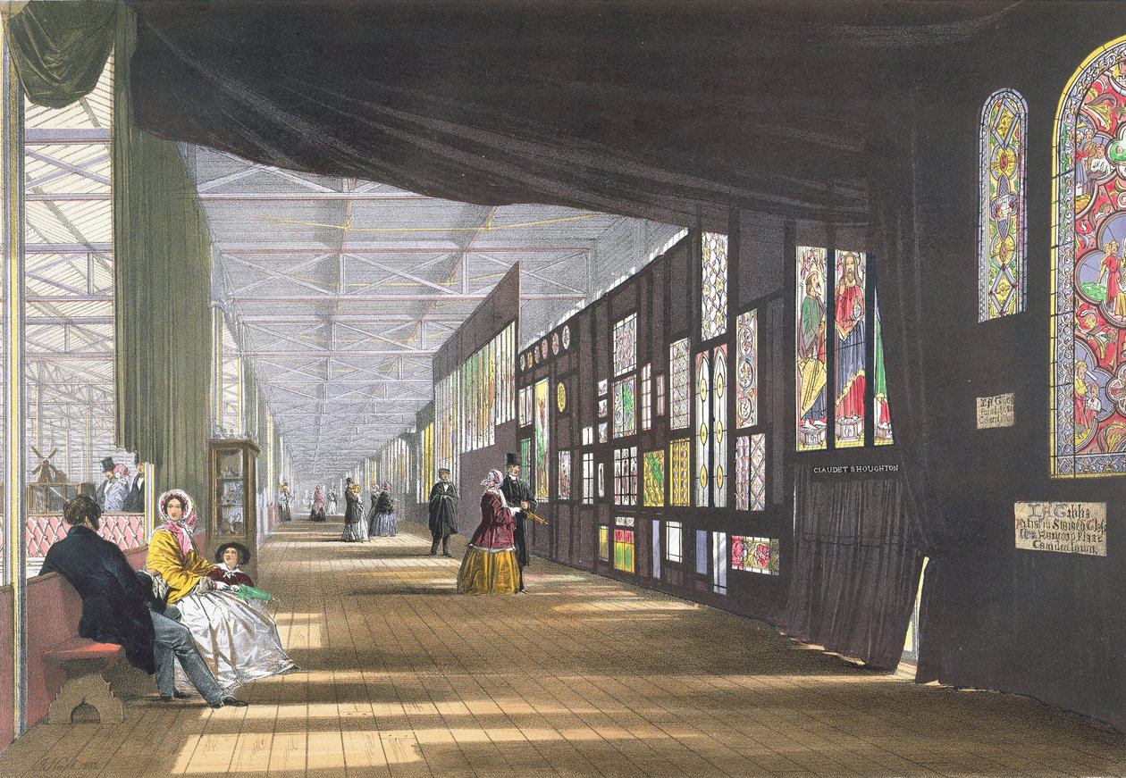 Stained Glass Gallery, fra Dickinsons Comprehensive Pictures of the Great Exhibition of 1851, publisert 1854 av English School