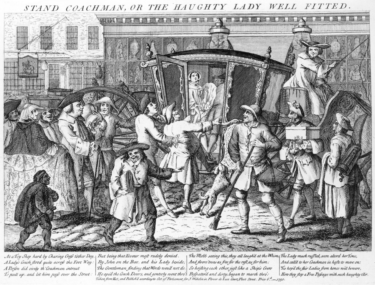 Stand Coachman or the Haughty Lady Well Fitted, utgitt av J. Wakelin, 1750 av English School