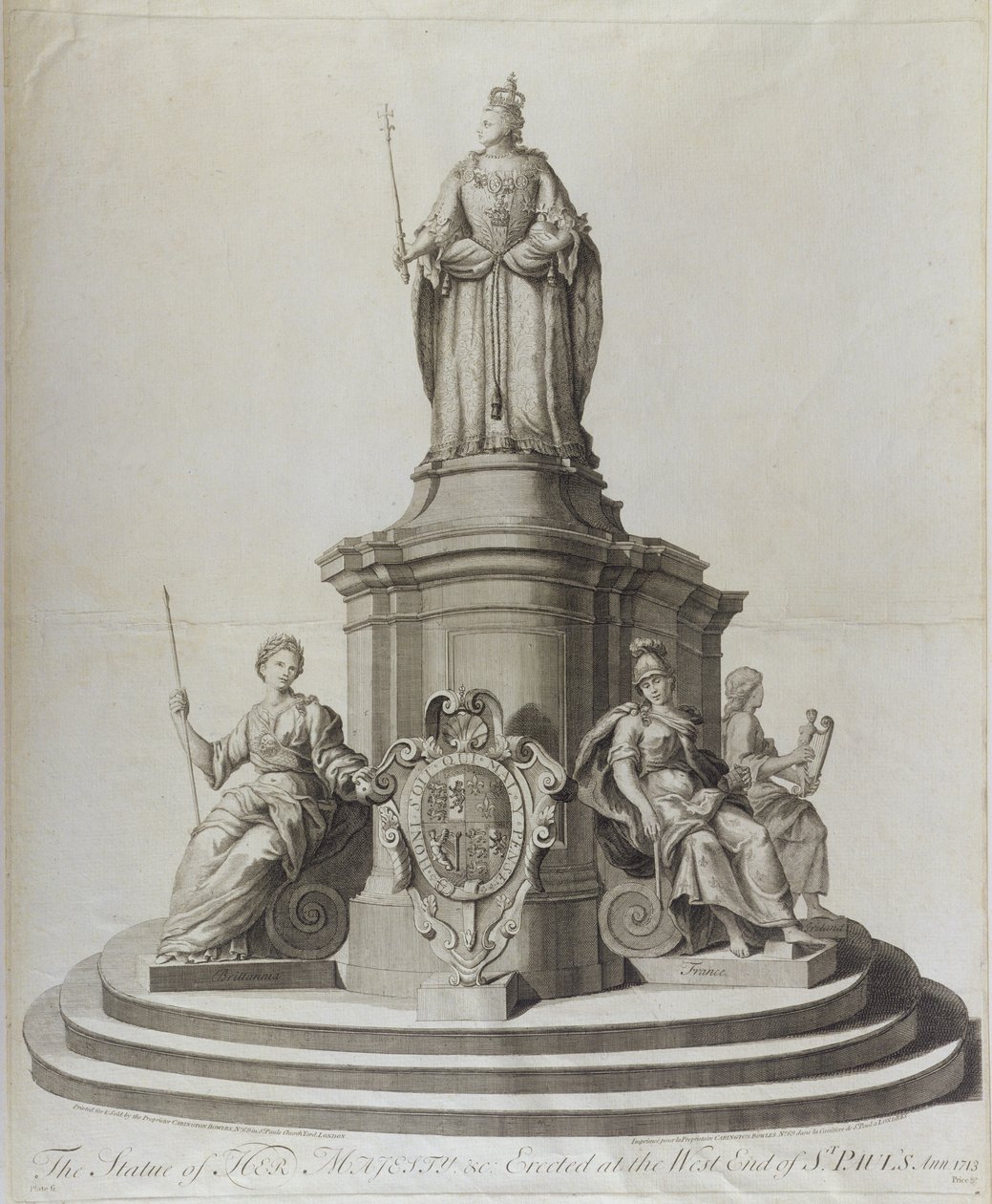 Statue av dronning Anne (1665-1714), publisert 1713 av English School