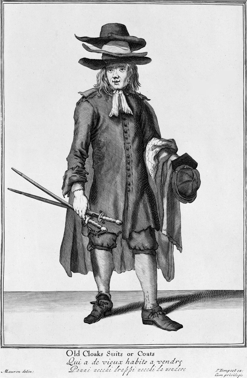 Gateselger som selger gamle kapper, dresser og kåper, 1666 av English School