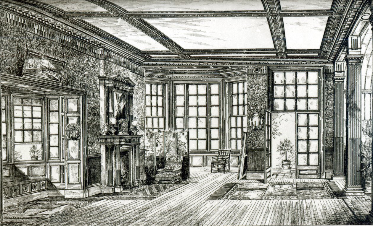 Studio for James Tissot Esquire, Grove End Road, 1874 (litho) (bw-bilde) av English School