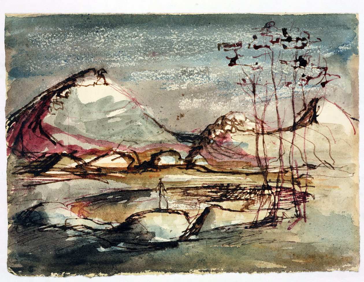 Study for a Landscape, 1957 (blekk og wc på papir) av English School