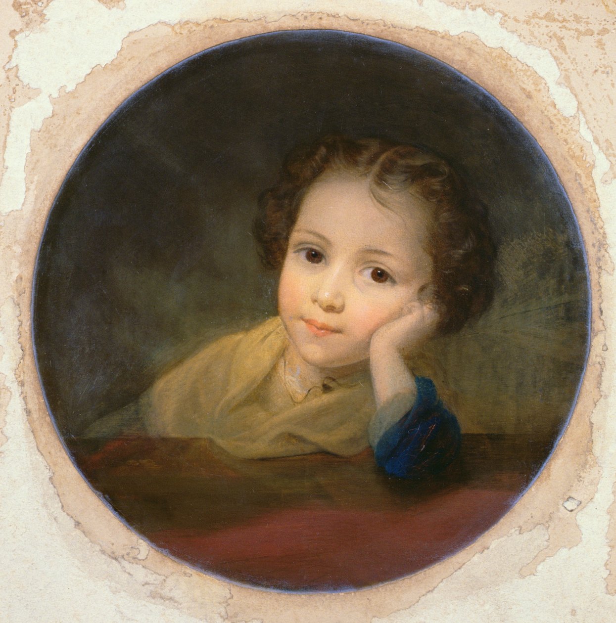 Study of a Child, ca. 1850 (olje på kort) av English School