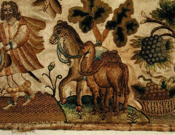 Stubbeverk som viser en bibelsk scene, ca. 1650 (detalj) av English School