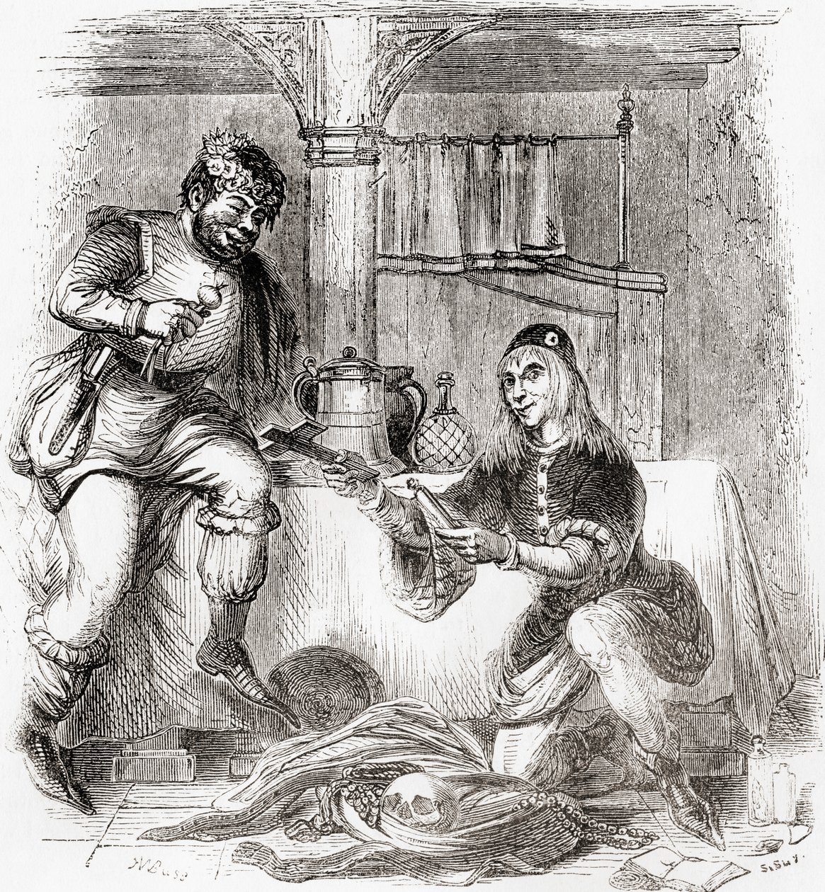 Sumpnour og Pardoner, fra Old England: Et billedmuseum, utgitt 1847 av English School