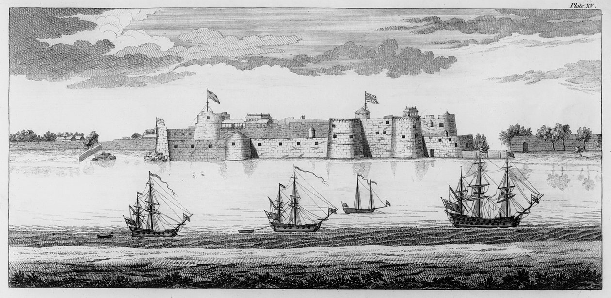Surat Fort, Gujarat, India, ca. 1770 (gravering) av English School