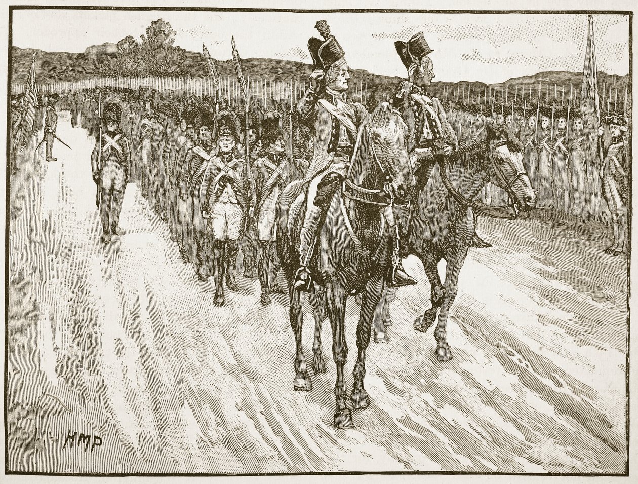 Surrender of Lord Cornwallis, Yorktown, 1781, illustrasjon fra Cassells Illustrated History of England (sepiafoto) av English School