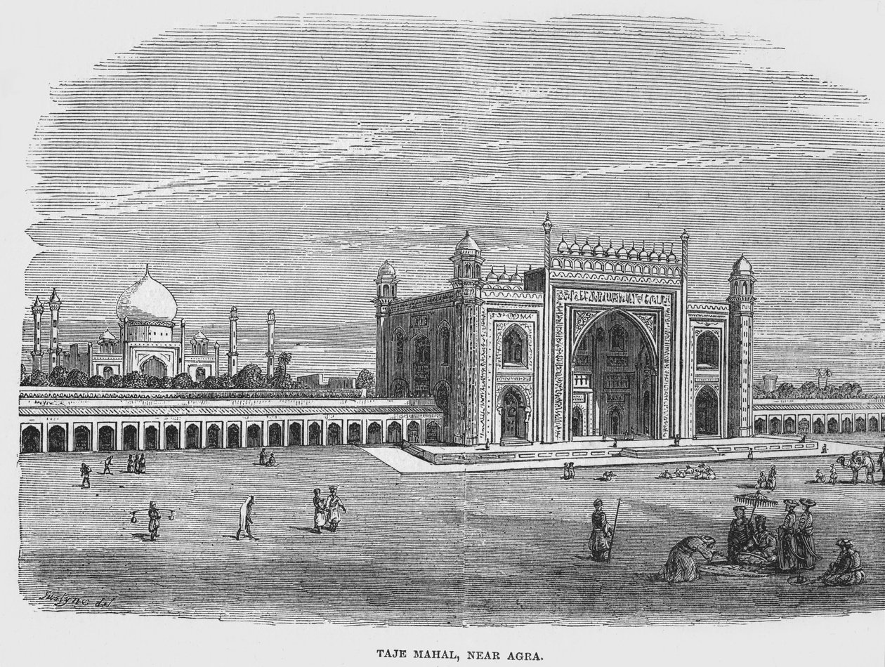 Taj Mahal, nær Agra (gravering) av English School