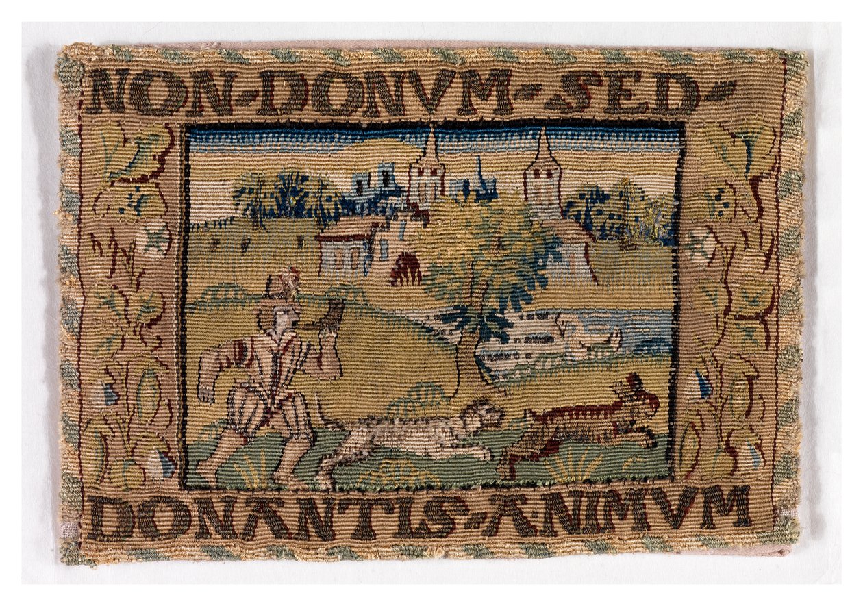 Tapetpanel som viser jaktscene, muligens laget i Sheldon, England, ca. 1600-25 (ull) av English School