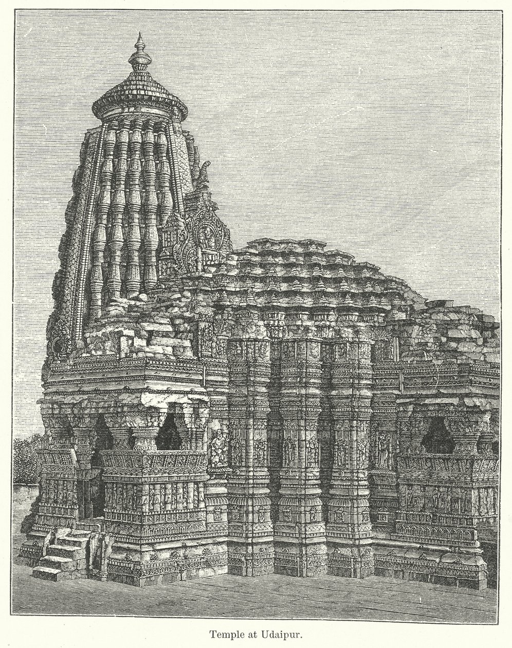 Tempel i Udaipur (gravering) av English School