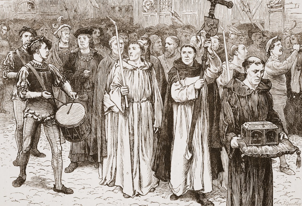 Tetzels Procession, illustrasjon fra The History of Protestantism av James Aitken Wylie (1808-1890), pub. 1878 av English School