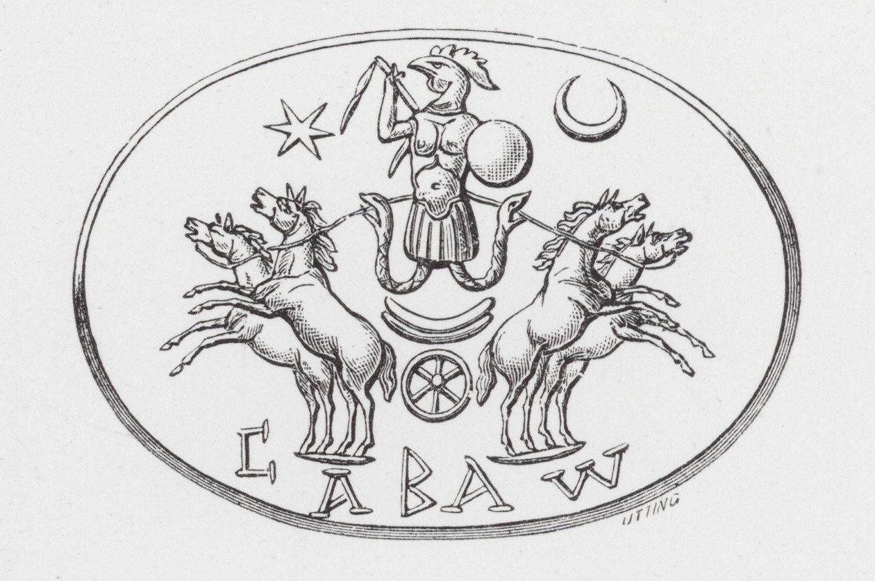 Abraxas-guden i bilen til Phoebus (gravering) av English School