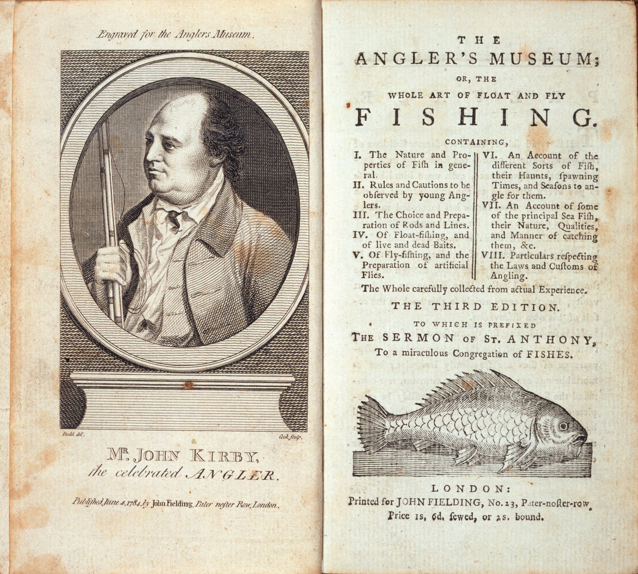 Fiskermuseet; eller, The Whole Art of Float and Fluefiske, av John Kirby, utgitt ca. 1784 av English School