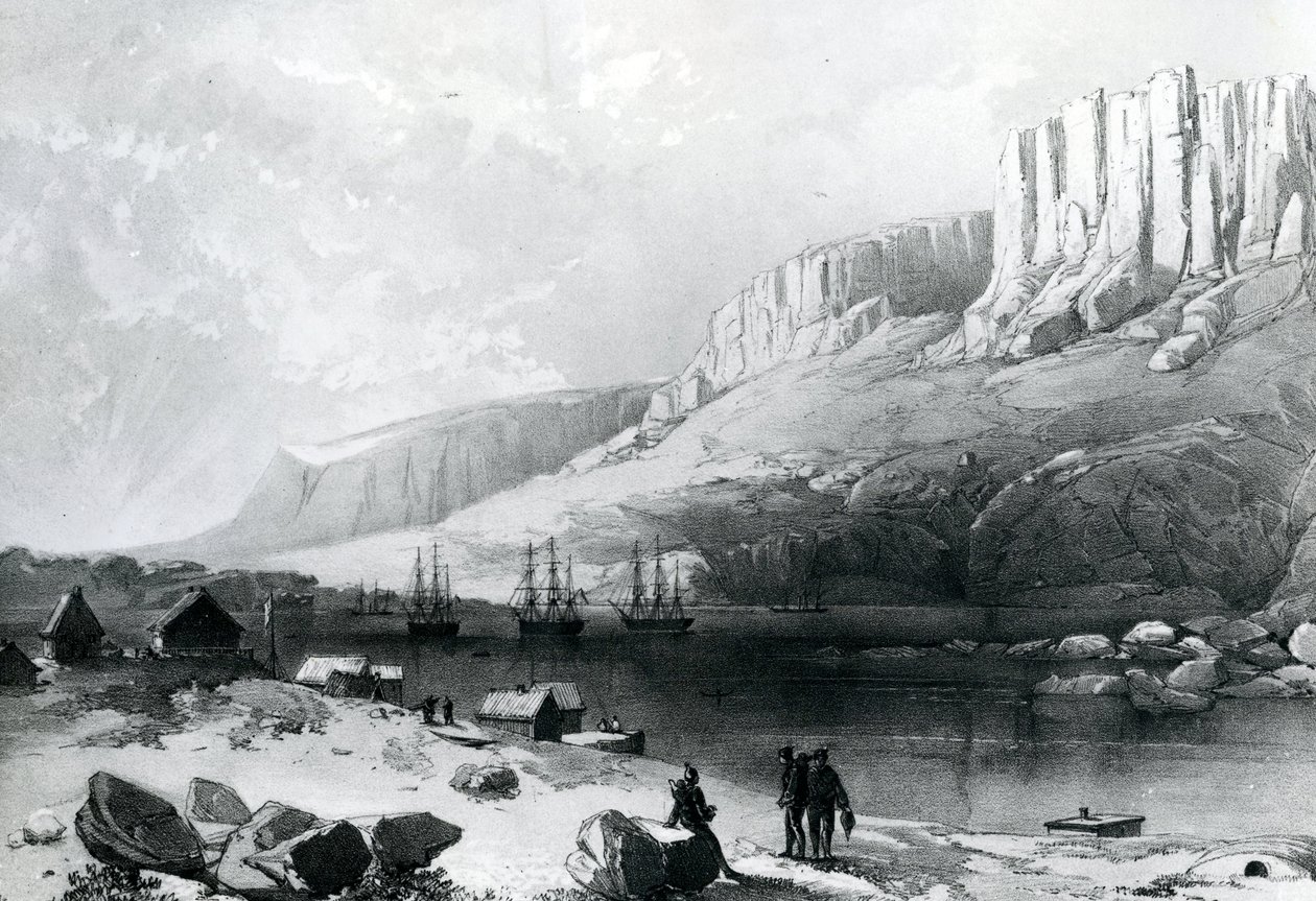 The Arctic Squadron i Leevely havn, Island of Disco, Coast of Greenland av English School