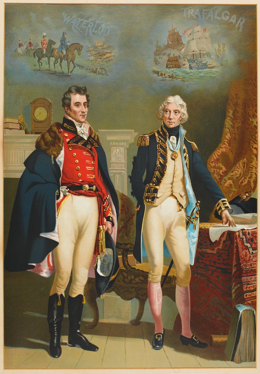 Hæren og marinen representerer det eneste intervjuet mellom de store befalene, Wellington (1769-1852) og Nelson (1758-1805) ca. 1890 av English School