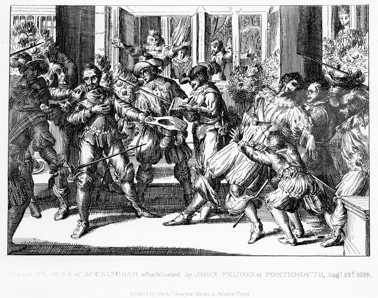 Mordet på George Villiers, 1. hertug av Buckingham, ca. 1822 av English School