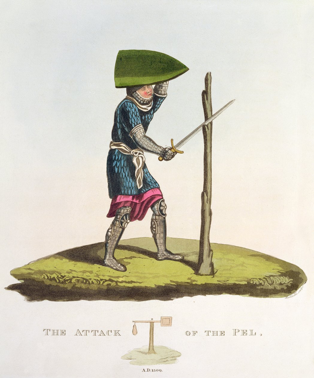 The Attack of the Pel, 1300, gravert av W. Maddocks, fra Ancient Armor av Samuel Rush Meyrick, 1824 av English School