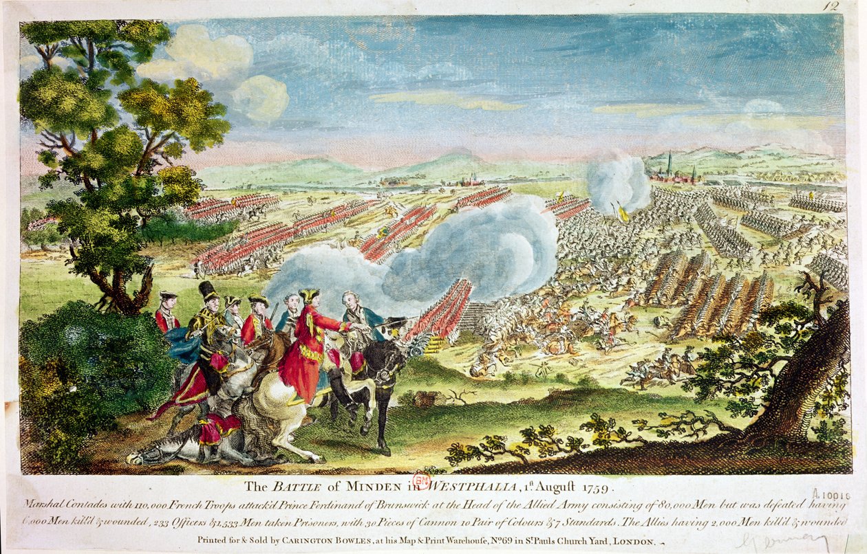 Slaget ved Minden i Westfalen i 1759 av English School