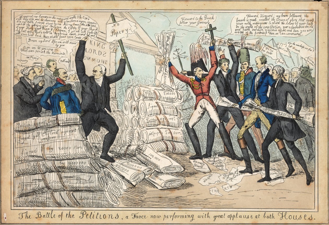 The Battle of the Petitions, en farse som nå opptrer med stor applaus i begge husene av English School