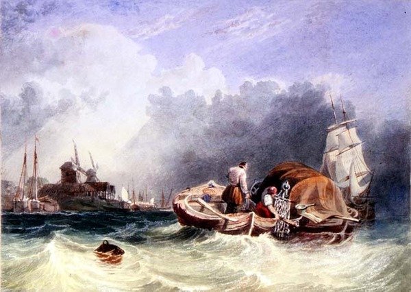 Begynnelsen på en storm (akvarell) av English School