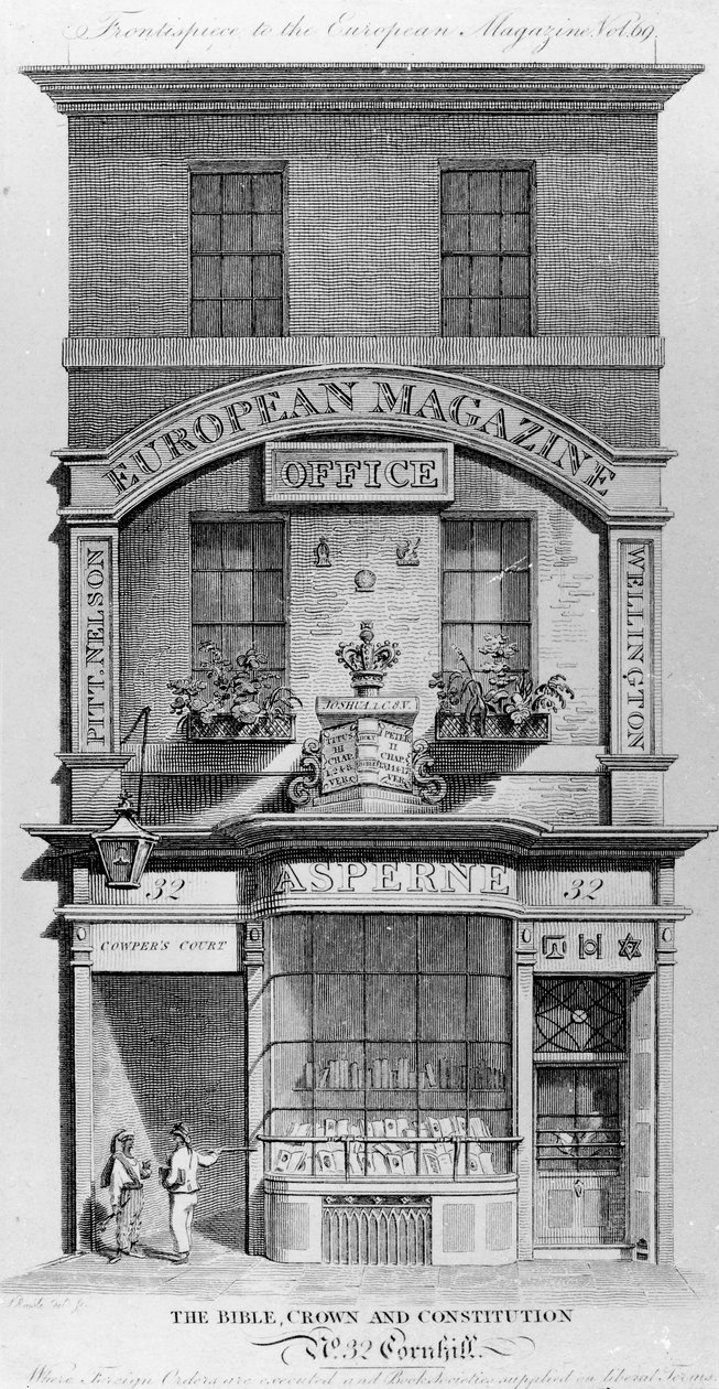 Bibelen, kronen og grunnloven, Cornhill, London (gravering) av English School