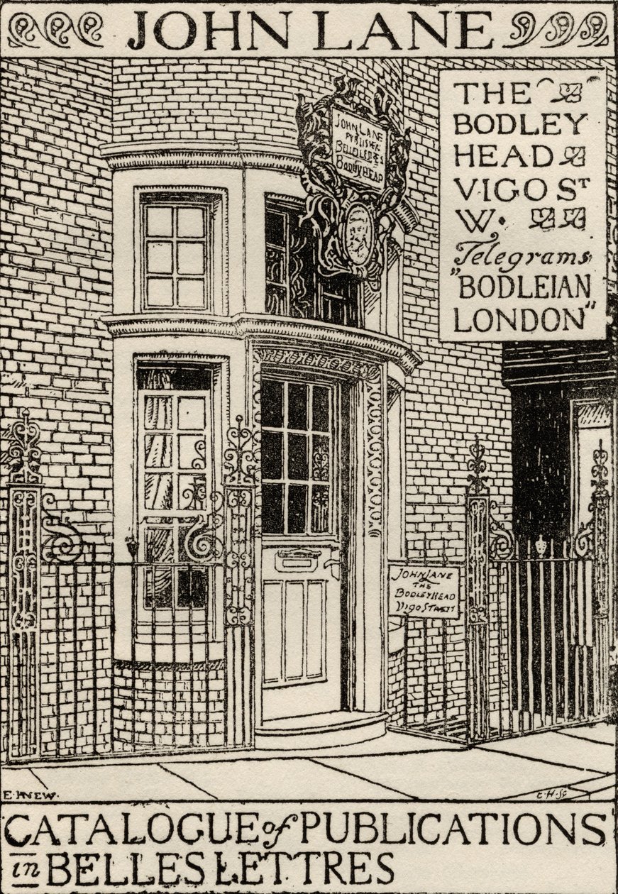 The Bodley Head Publishing House, forsideillustrasjon fra Catalog of Publications in Belles Lettres av English School