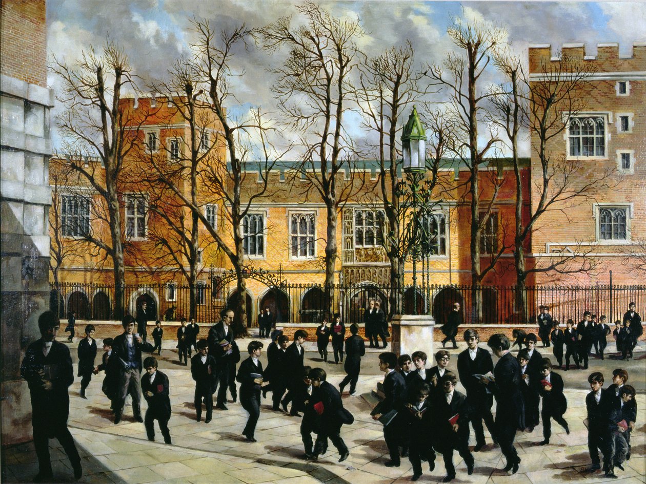 The Burning Bush på toppen av Common Lane, med utsikt over New Schools, Eton College, ca. 1935 av English School