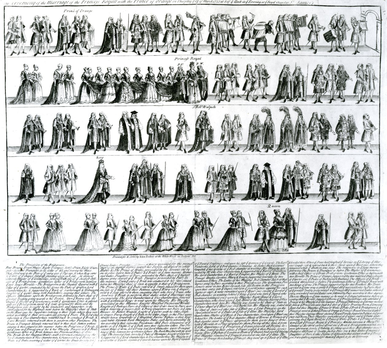 Seremonien for bryllupet til prinsesse Royal med prinsen av Orange, 1734 av English School