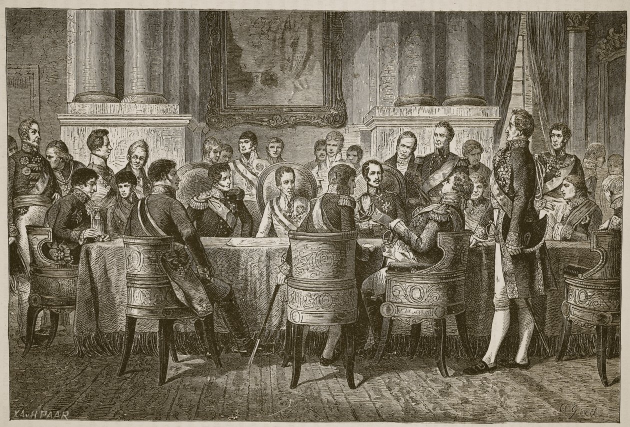 The Congress of Vienna, illustrasjon fra Cassells Illustrated History of England (sepia-foto) av English School