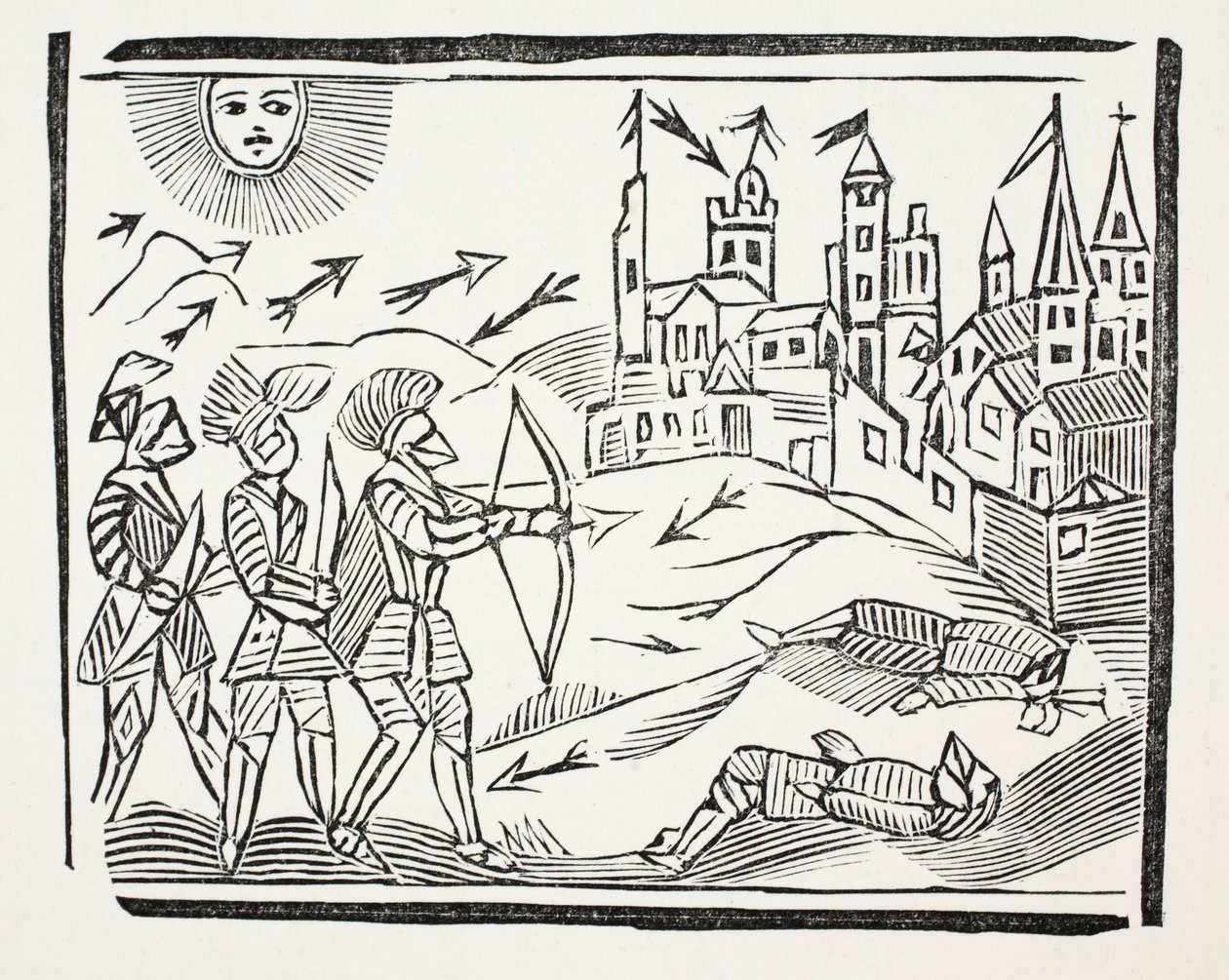 The Conquest of France With the Life and Glorious Actions of Edward the Black Prince, illustrasjon fra Chap-books of the Eighteenth Century av John Ashton, pub. 1882 av English School