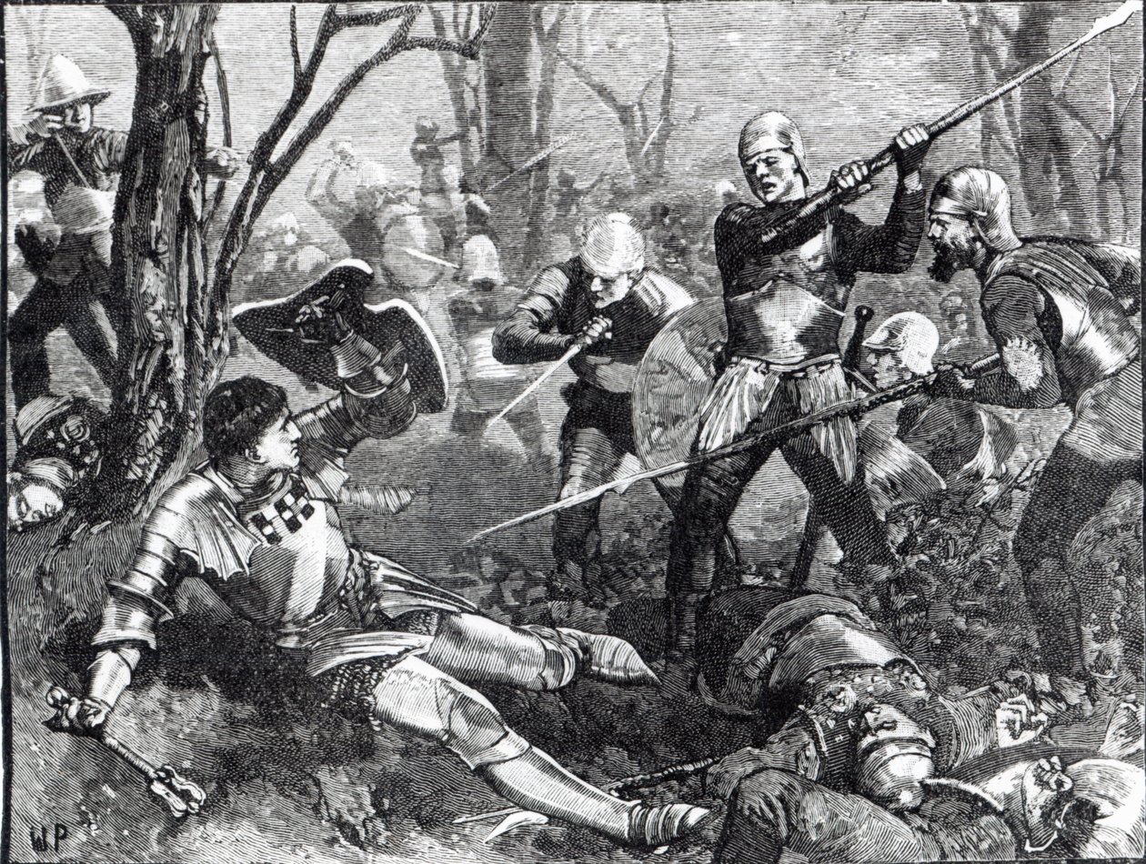 The Death of the King Maker i slaget ved Barnet, ca. 1880 av English School