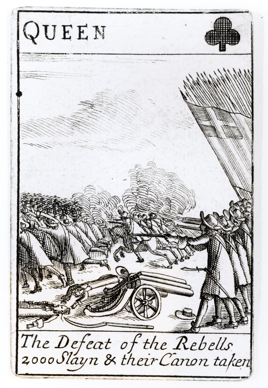 Opprørernes nederlag i slaget ved Sedgemoor, 6. juli 1685 (tresnitt) (bw-bilde) av English School