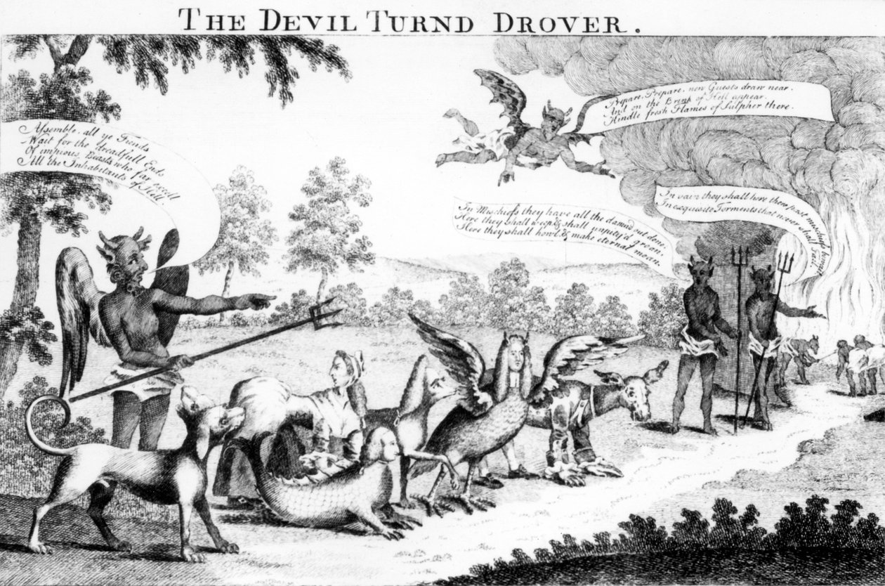 The Devil turnd Drover, utgitt av William Tringham, 1756 av English School
