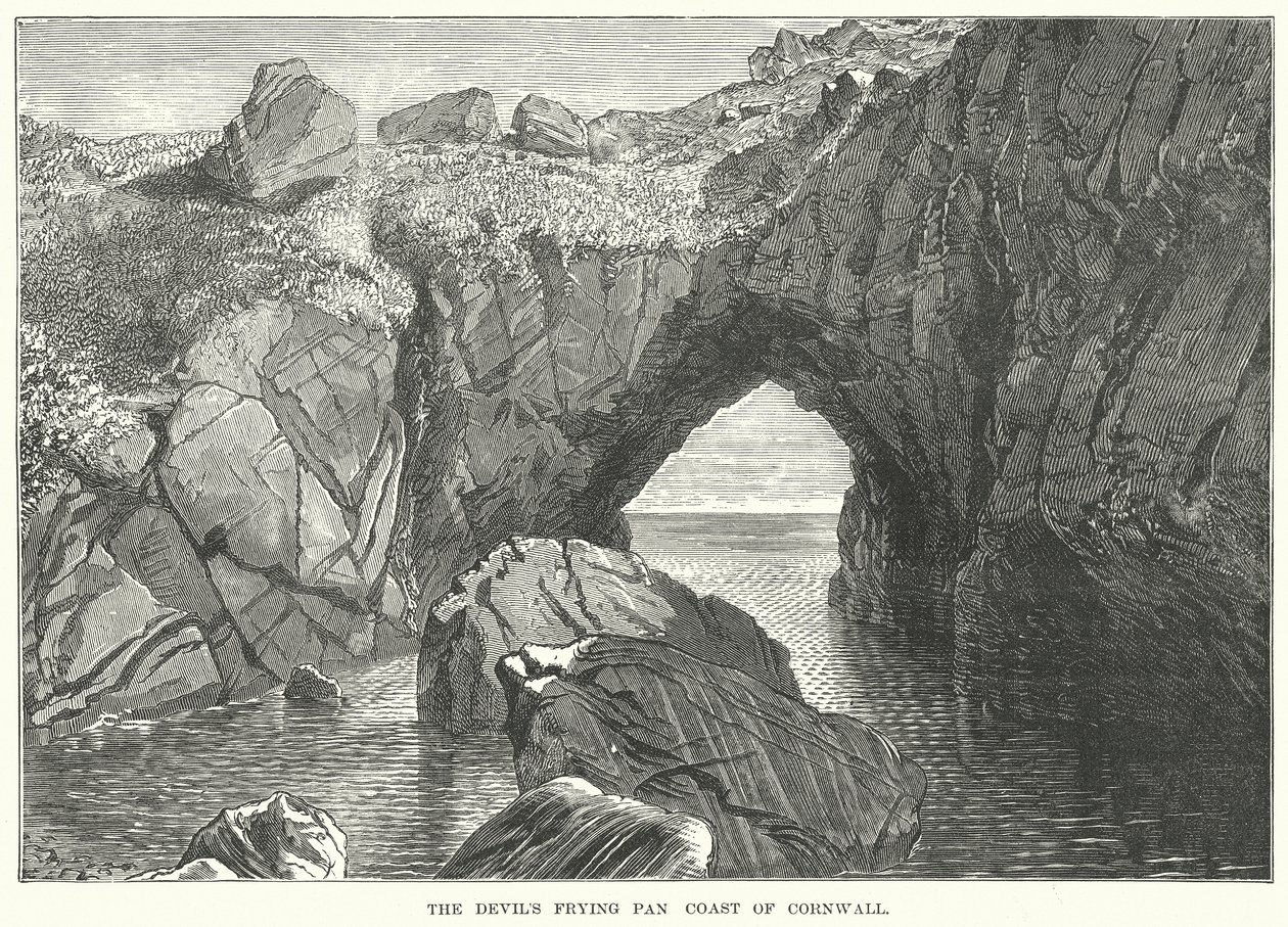 Djevelens stekepanne, kysten av Cornwall (gravering) av English School